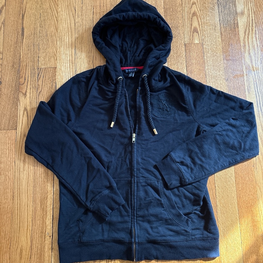 Tommy Hilfiger Women’s Black Zip-Up Hooded Sweater